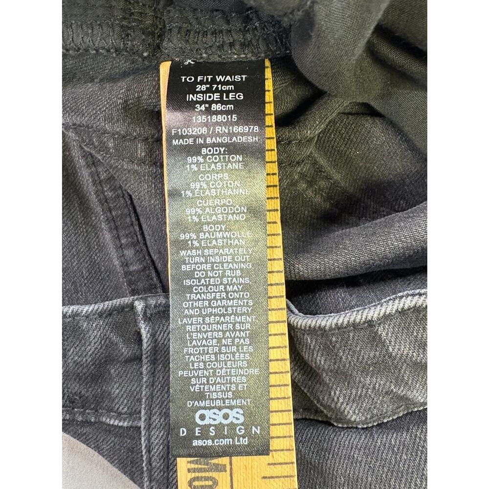 NWT ASOS DESIGN High-Waisted Jeans Washed Black Charcoal Gray Size 28x34 Tall - Picture 8 of 9